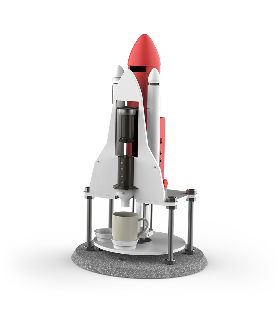 KeyShot rendering of design proposal, showing the moving Aeropress device.
