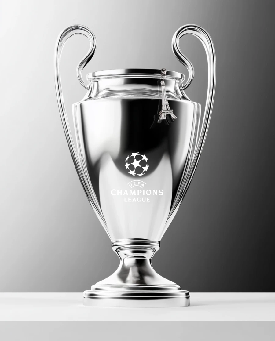 Silver trophy cup on grey background — AI product advertising photography by SQUAD, Detroit AI Production House