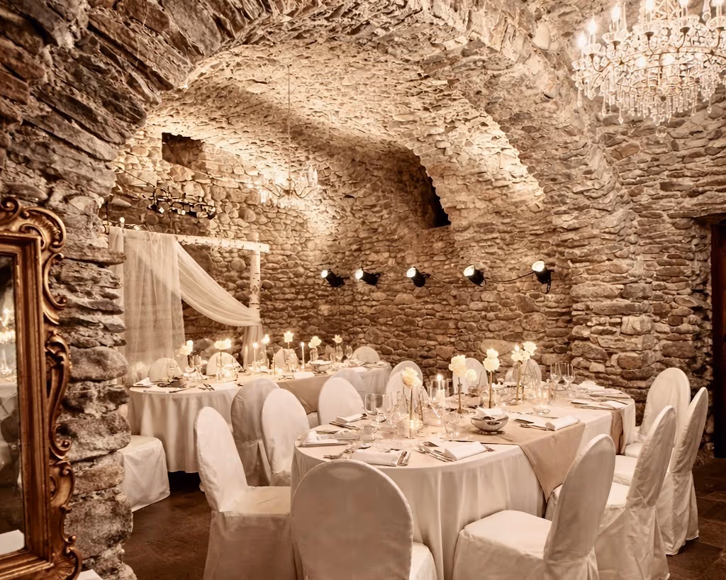 Tableau du menu de mariage à l'Hotel La Tureta avec proposition gastronomique sur mesure.