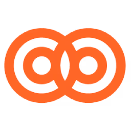 Symbole orange représentant deux cercles entrelacés avec des formes circulaires intérieures.