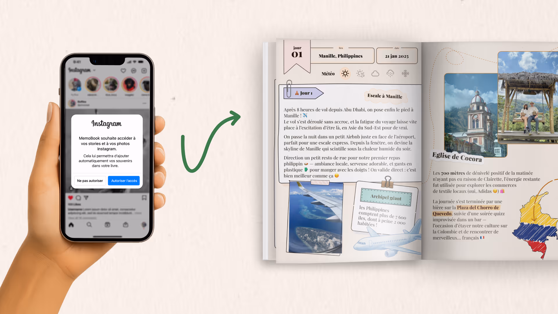 Mockup MemoBook exemple, livre illustré à partir de vos récits vias des messages audio