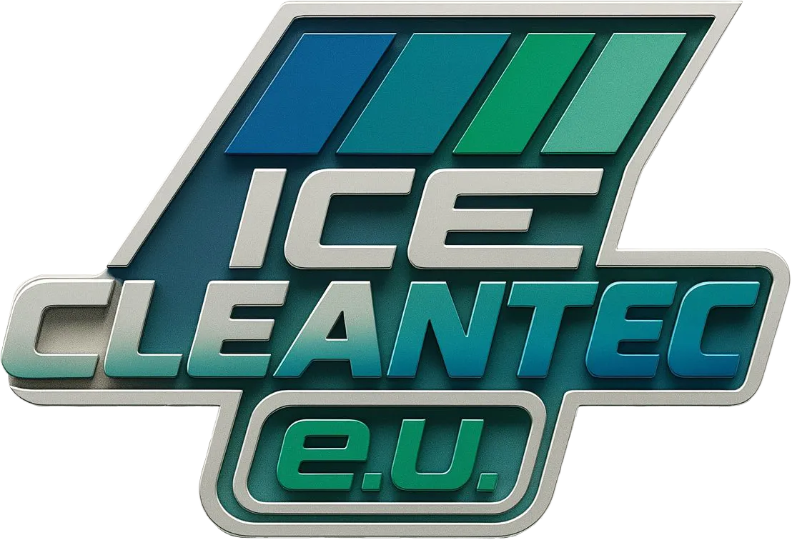 Logo von Ice CleanTec e.U. mit blau-grünen Farbstreifen.