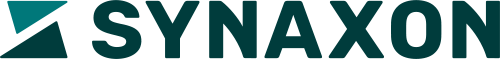 Synaxon company logo with stylized green text and a triangular graphic element.