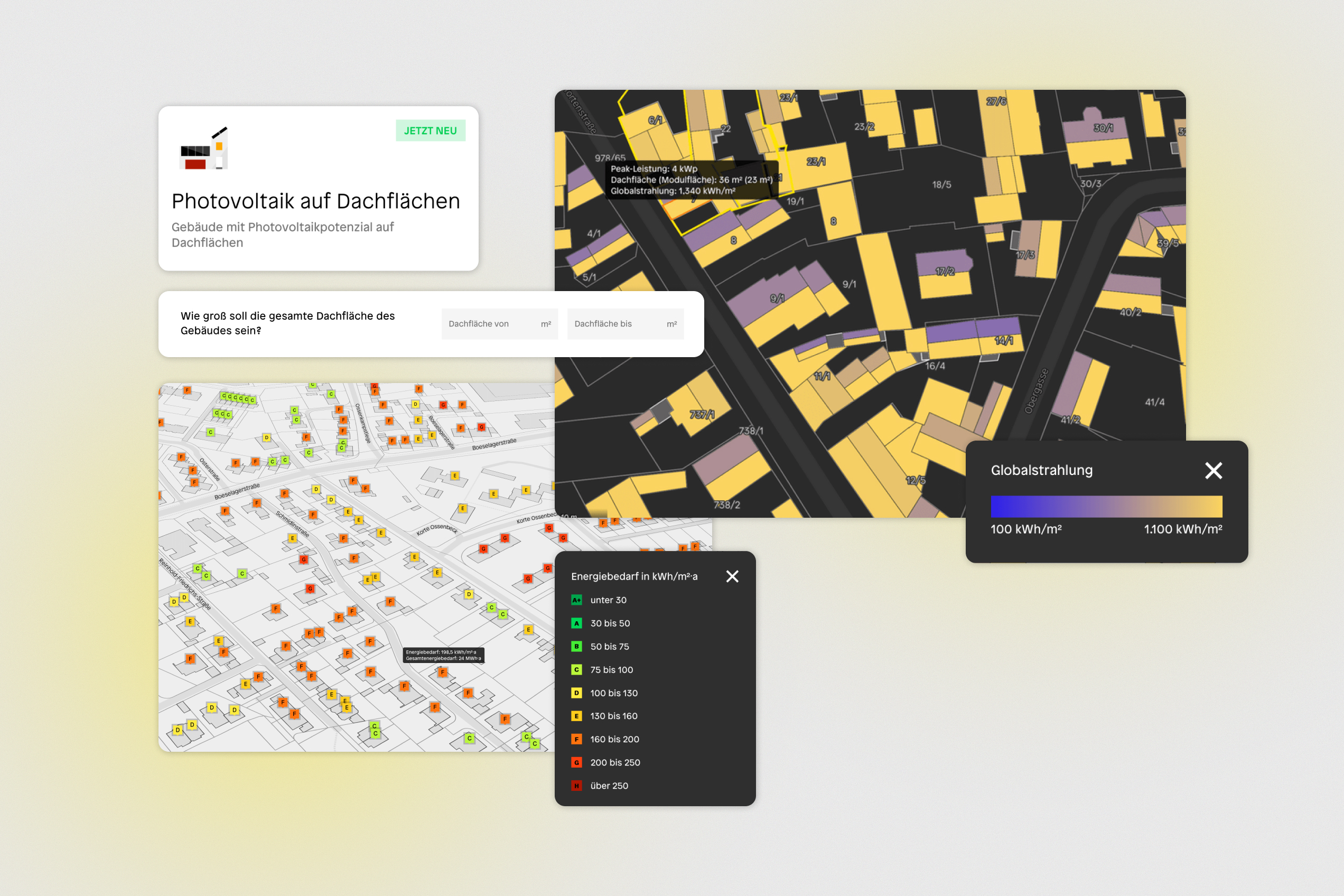 Neu bei syte: Suche nach Photovoltaikpotenzialen und Energiebedarfe als Kartentyp