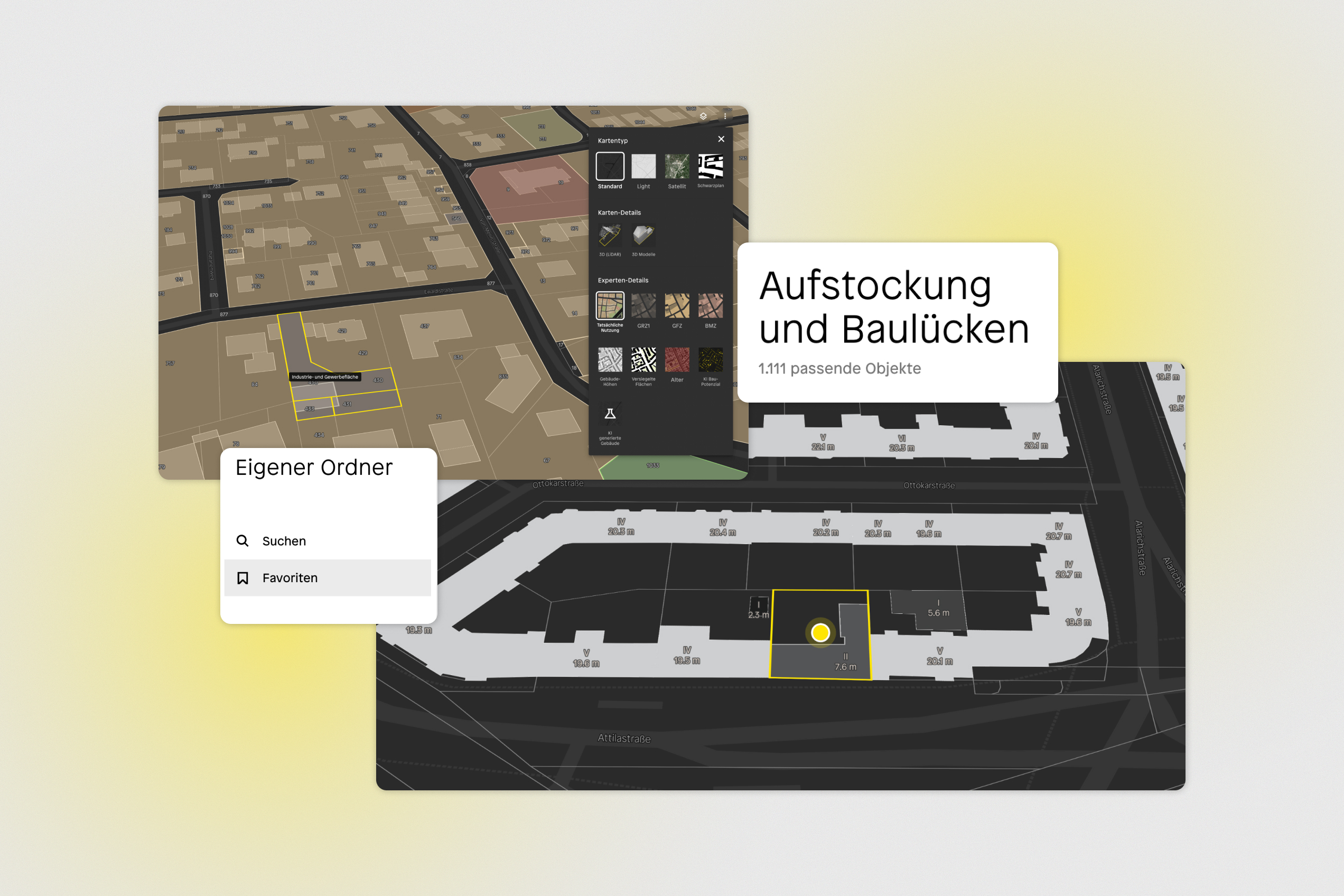 Neu in syte: Favoriten & Suchen speichern und Potenziale für Aufstockung, Baulücken & Umnutzung finden