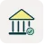 Icon of a classical building with a green leaf, symbolizing EU compliance.