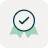 Green ribbon with a check mark, symbolizing expert vetting or approval.