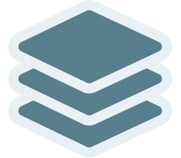 Icon showing three stacked blue-grey layers representing layered objects or files.