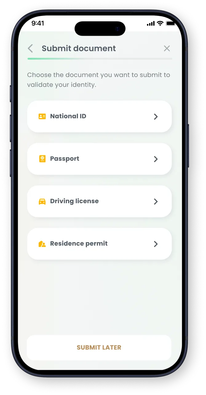 Mobile sign-up screen for Goparity with email input, CAPTCHA, terms acceptance, and register button.