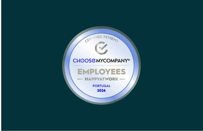 Silver ChooseMyCompany Employees Happy at Work badge for Portugal 2026 certified reviews.