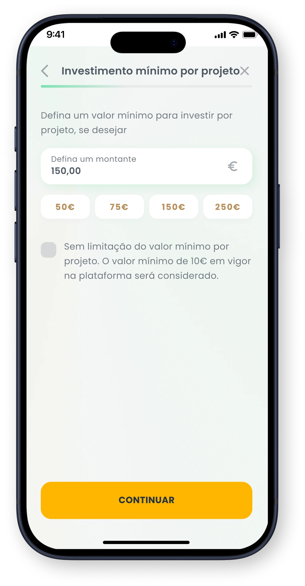 Mobile sign-up screen for Goparity with email input, CAPTCHA, terms acceptance, and register button.