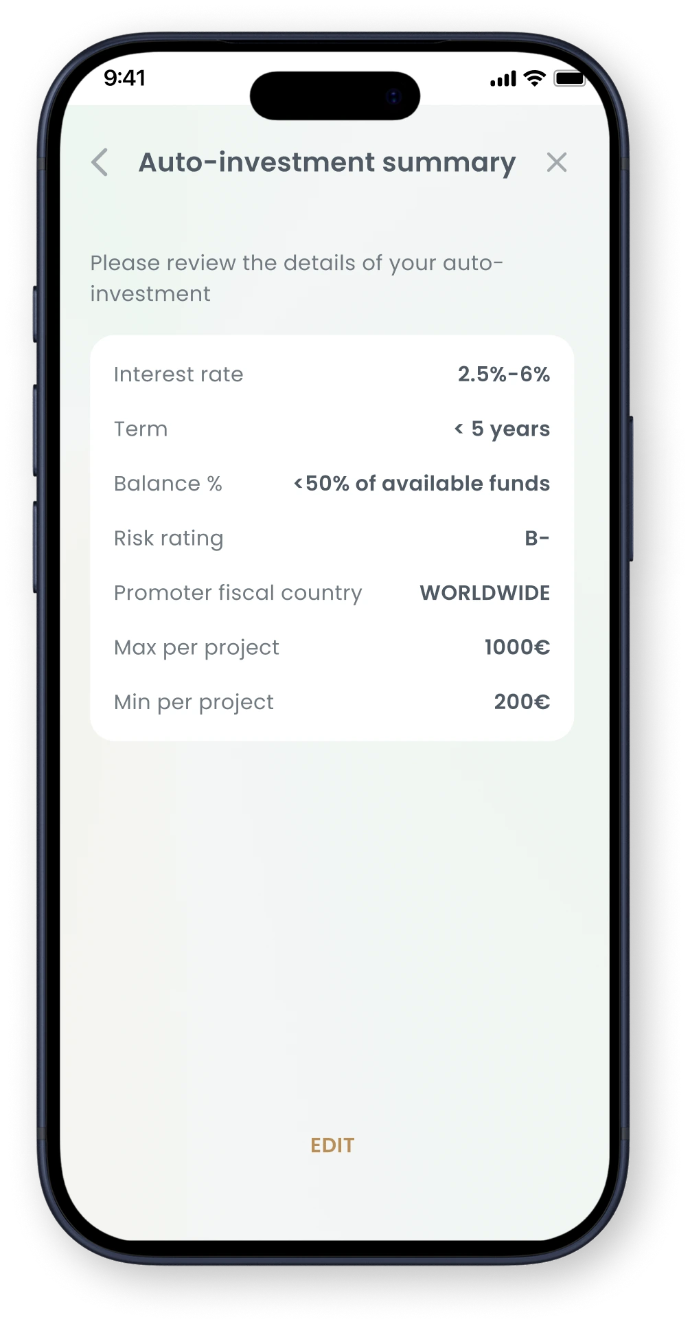 Mobile sign-up screen for Goparity with email input, CAPTCHA, terms acceptance, and register button.