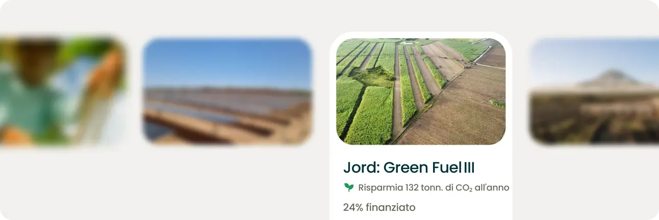 Veduta aerea di terreni agricoli con colture verdi e suolo, intitolata Jord Green Fuel per il risparmio delle emissioni di CO2.