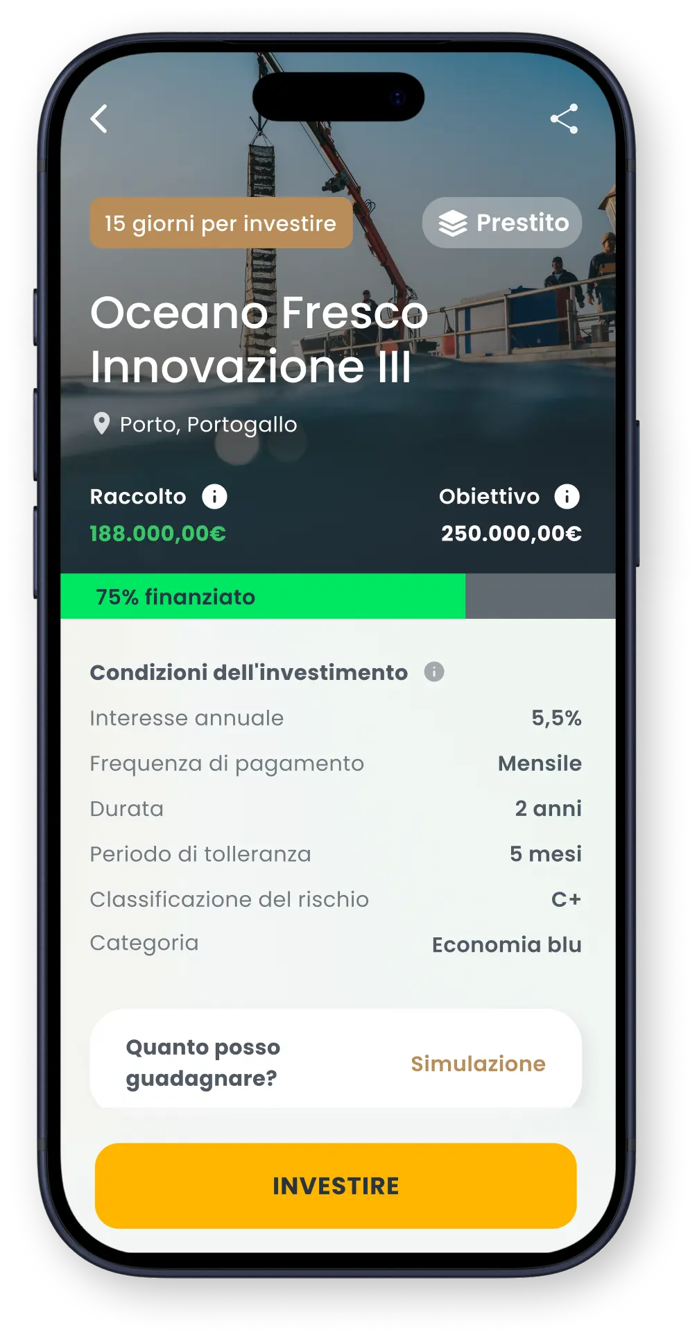 Schermata di registrazione mobile per Goparity con campo email, CAPTCHA, accettazione dei termini e pulsante di registrazione.