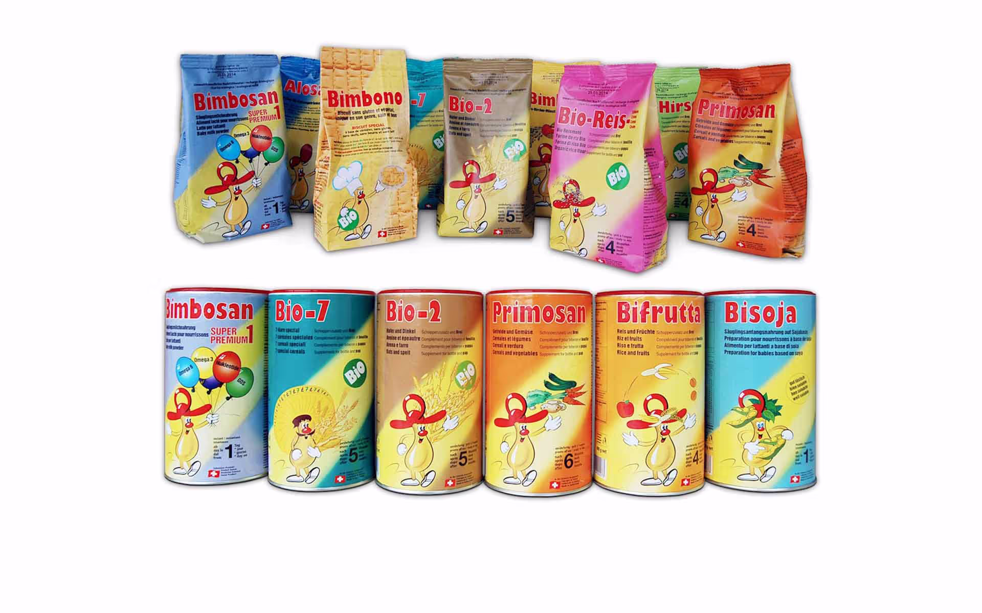 Klassische Bimbosan Verpackungen
