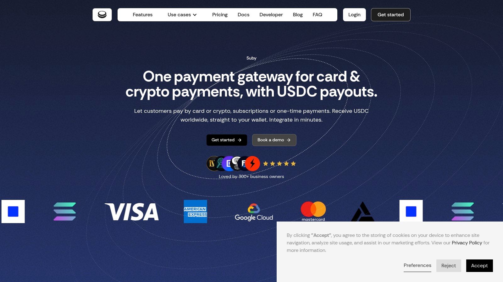 A person paying with a credit card at a terminal, illustrating Suby's card payment capabilities as an alternative to Stripe