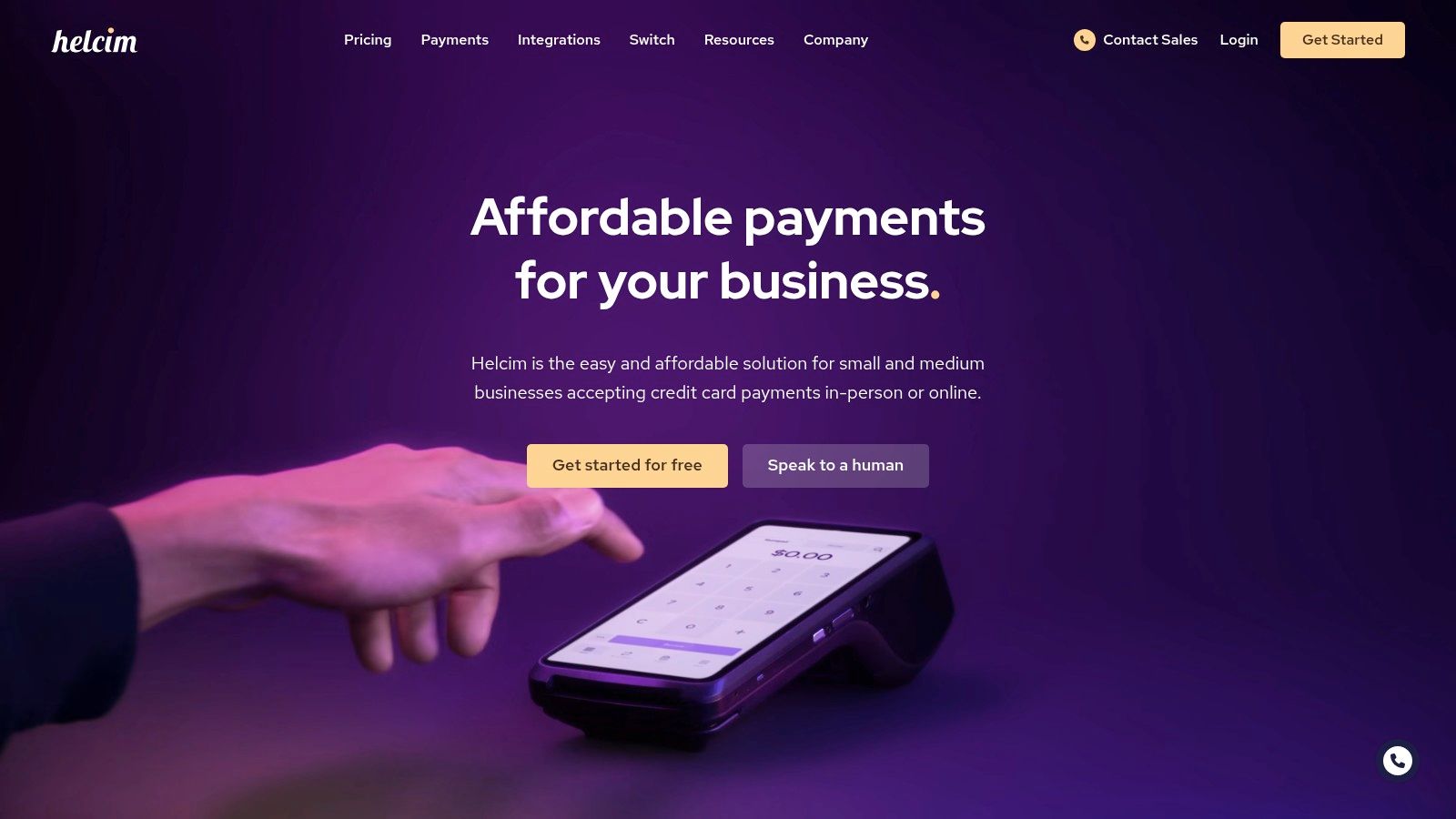 Helcim payment terminal and card reader setup on a countertop