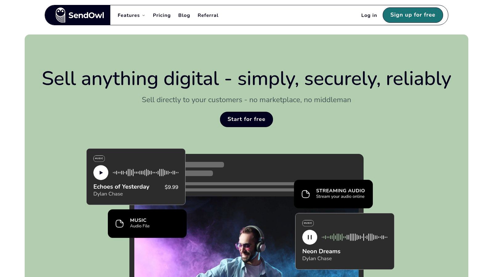 SendOwl dashboard showing product creation options, highlighting it as a Stan Store alternative for digital delivery.