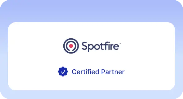 Spotfire logo with text Certified Partner and a blue badge with a checkmark.
