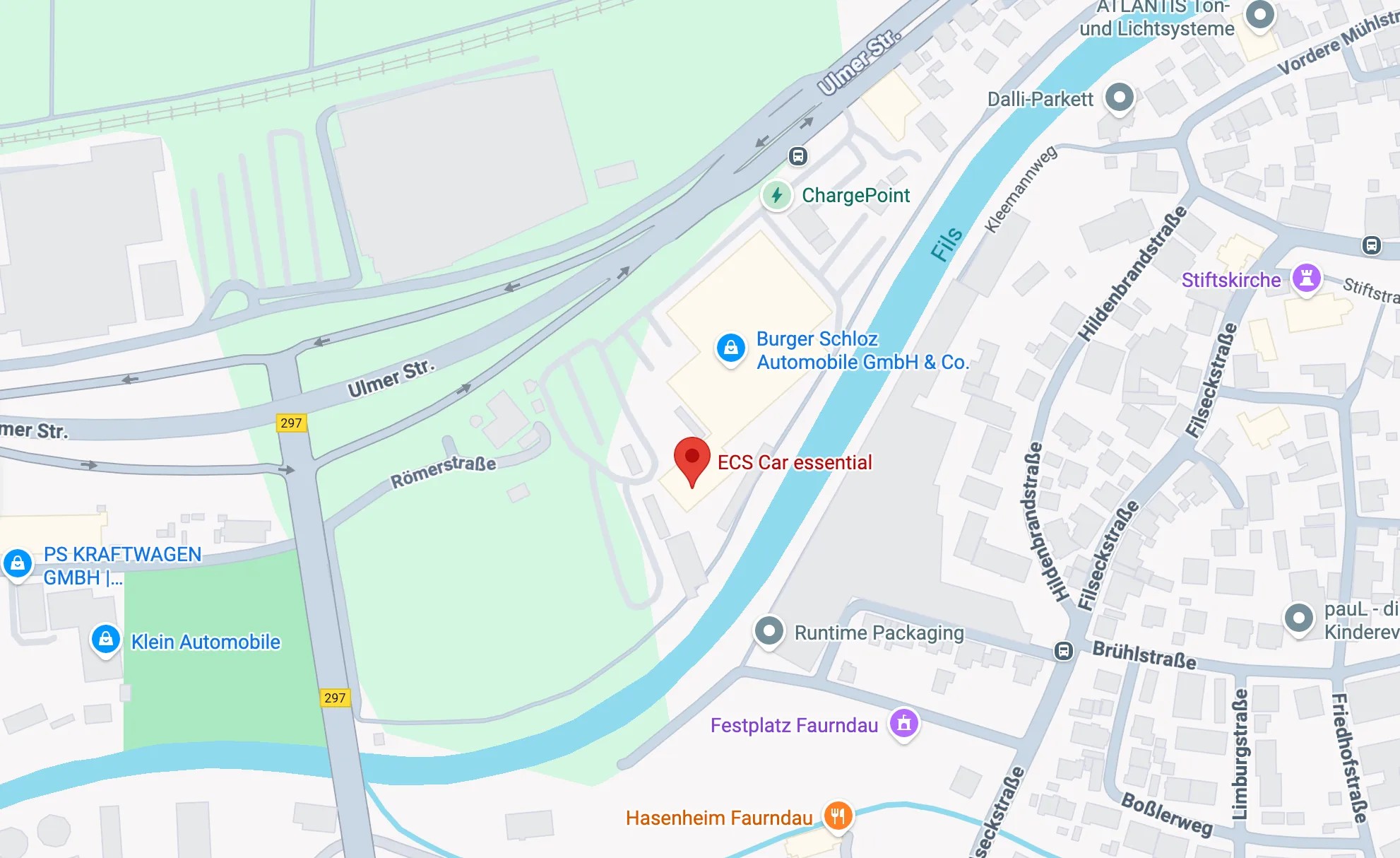 Ein Bild in Google Maps von dem ECS Car essential GmbH Standort in Uhingen