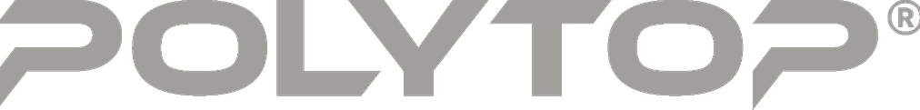 Polytop Firmenlogo in grauer Schrift mit registriertem Markenzeichen.