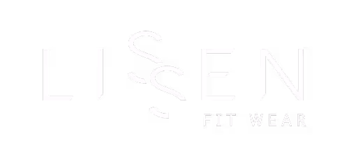 Logotipo da marca LISSEN FIT WEAR em letras brancas sobre fundo preto.
