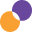 Two overlapping circles, one purple and one orange, on a white background.