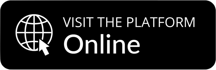 Black button with a white globe icon and cursor, text reads 'Visit the platform Online'.