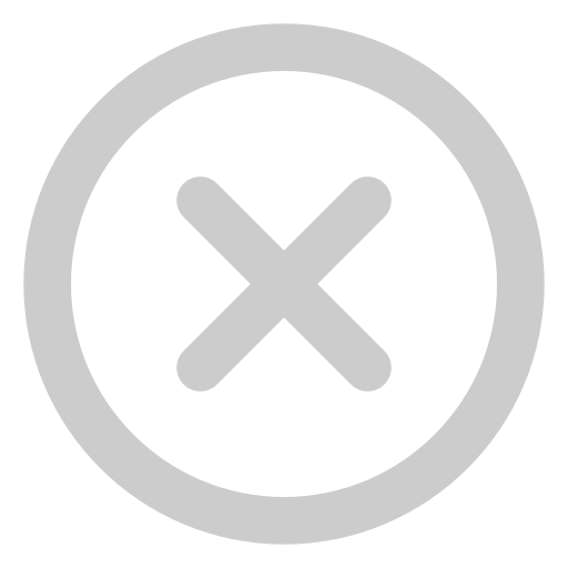Gray circular button with a white center featuring a gray 'X' symbol.
