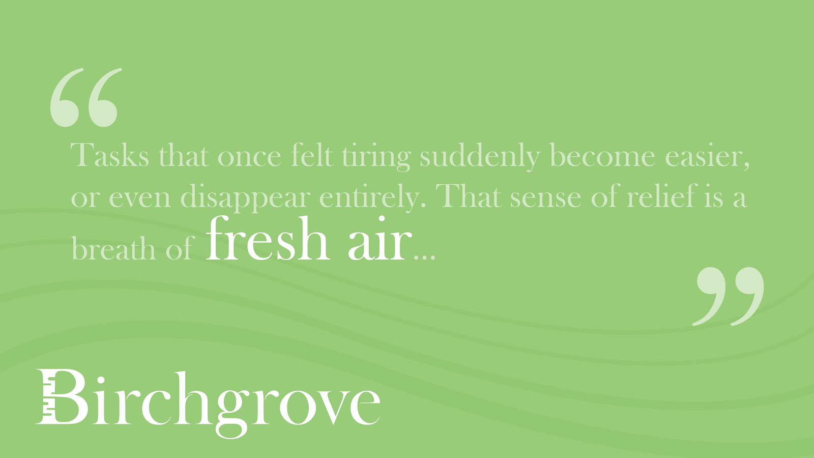 Green quote graphic from Birchgrove about how life feels lighter when tasks are easier‍