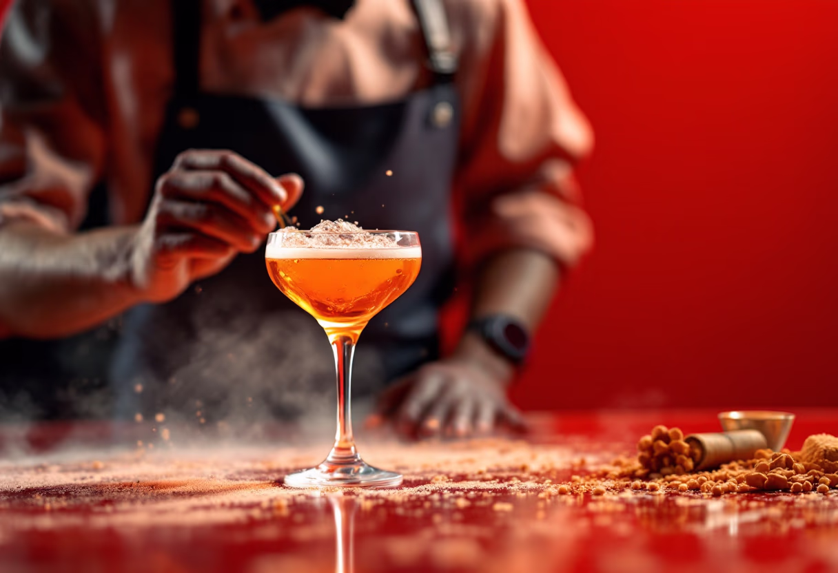 image of cocktail being prepared (for a distillery)