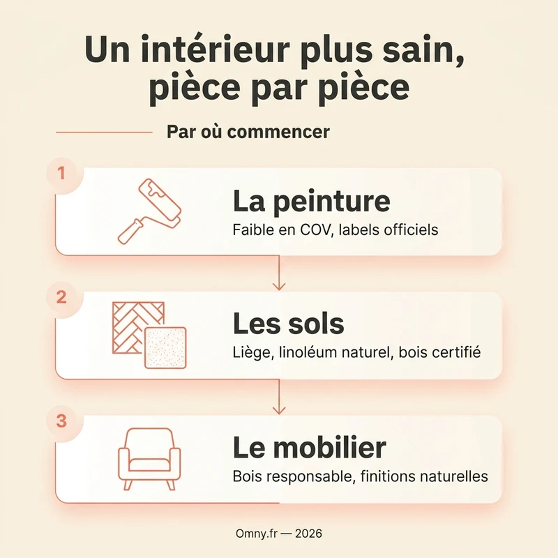 Un intérieur plus sain, pièce par pièce : peinture, sols puis mobilier