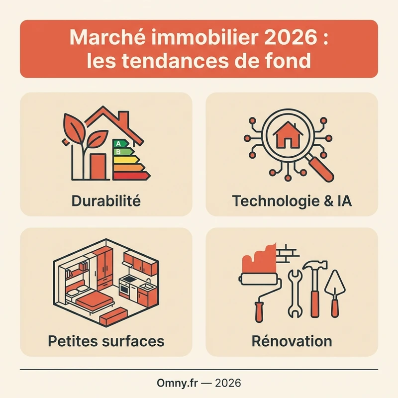 Marché immobilier 2026 : les tendances de fond, durabilité, technologie, petites surfaces et rénovation