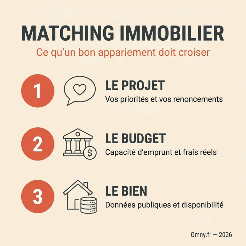Les trois couches qu'un matching immobilier doit croiser : le projet, le budget et le bien