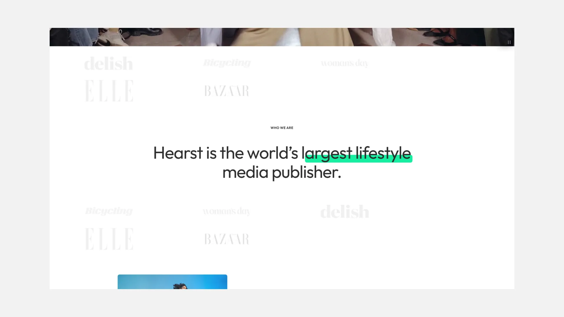 Text on the screen reads, "Hearst is the world's largest lifestyle media publisher."