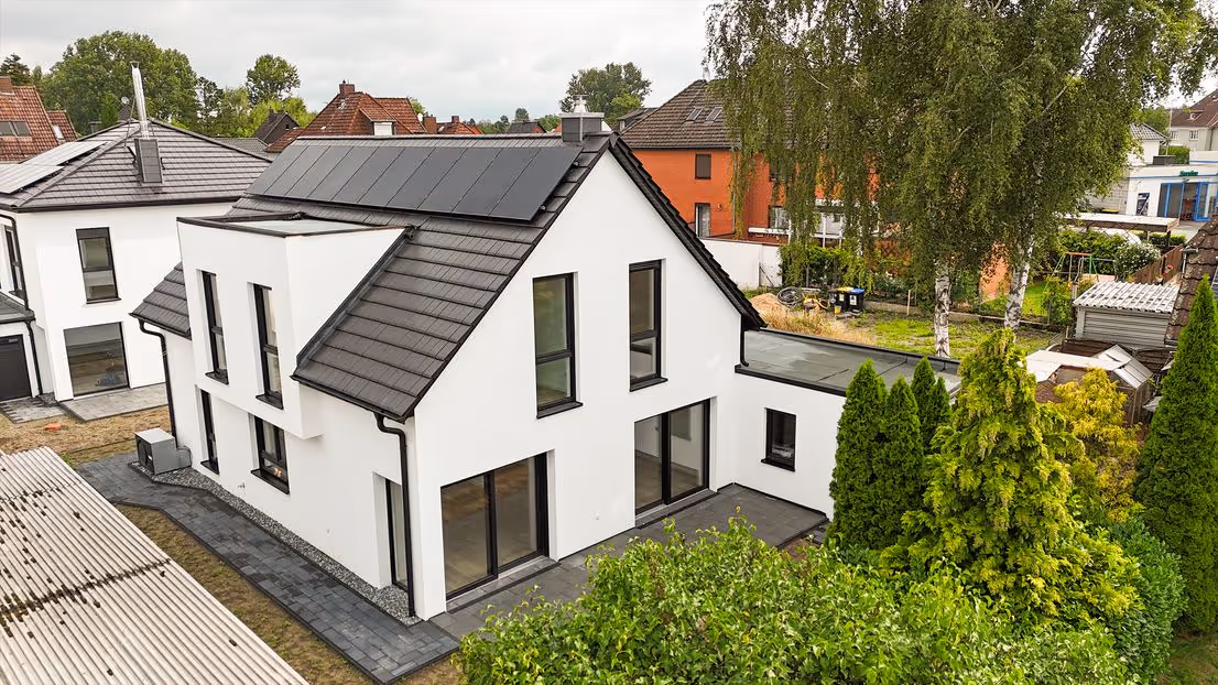 Foto eines Neubau-Einfamilienhauses in Hannover