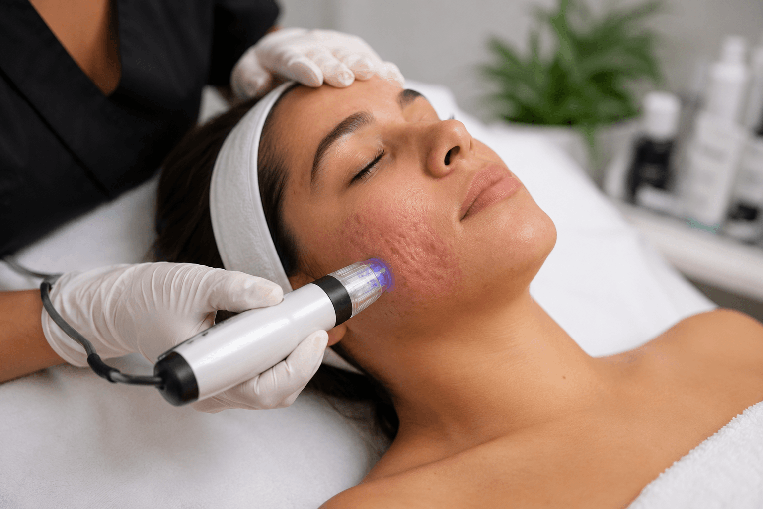 RF microneedling treatment for acne scars improving skin texture in Las Vegas Nevada