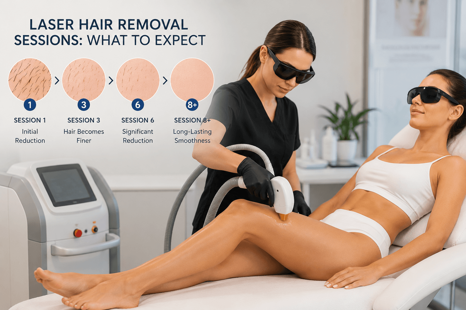 Laser hair removal treatment being performed at a med spa in Las Vegas, Nevada