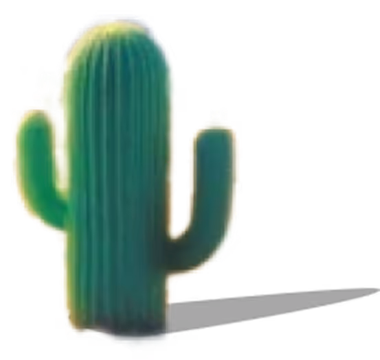 Green cartoon-style cactus with two arms on a transparent background.