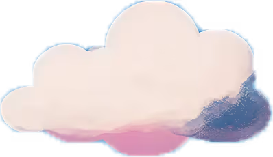 Illustration of a cloud with a pink and blue gradient shadow underneath.