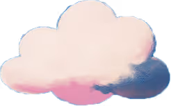 Soft, fluffy pastel-colored cloud with shades of pink and blue on a transparent background.