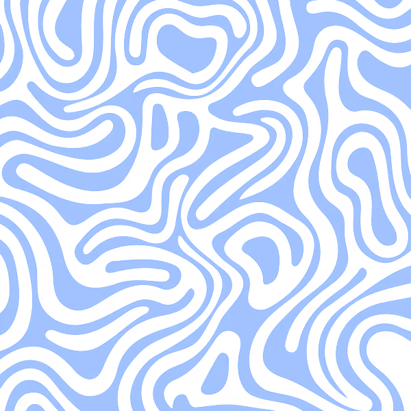 Abstract blue background with irregular black wavy lines forming organic shapes.
