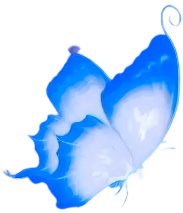 Blue butterfly with white patterns on its wings, isolated on a transparent background.