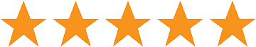 Row of five orange stars representing a five-star rating.