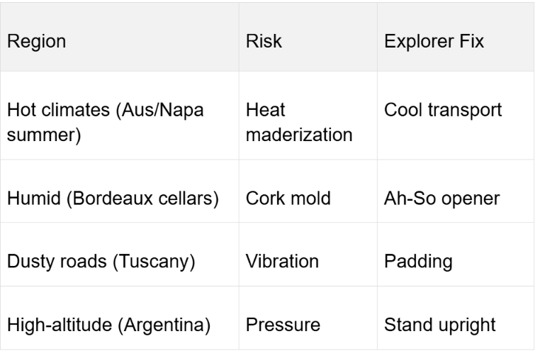 a chart describing the risk and fixes for wines in different regions