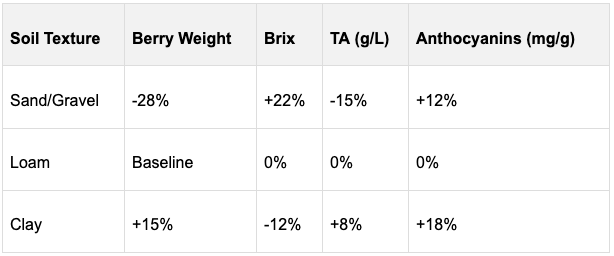 A chart showing Texture Impact on Berry Chemistry