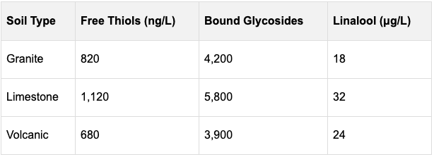  chart showing Soil-Mineral-Terpene Links