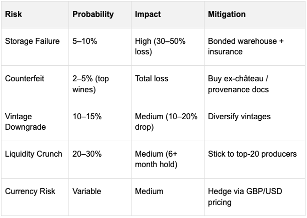 A chart showing the risk, probability, impact and mitigation