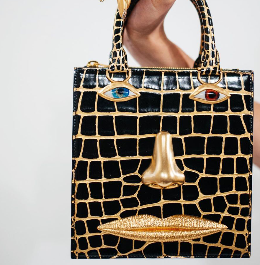 A Haute Couture Handbag with 24K Gold Interscale on Alligator Leather
