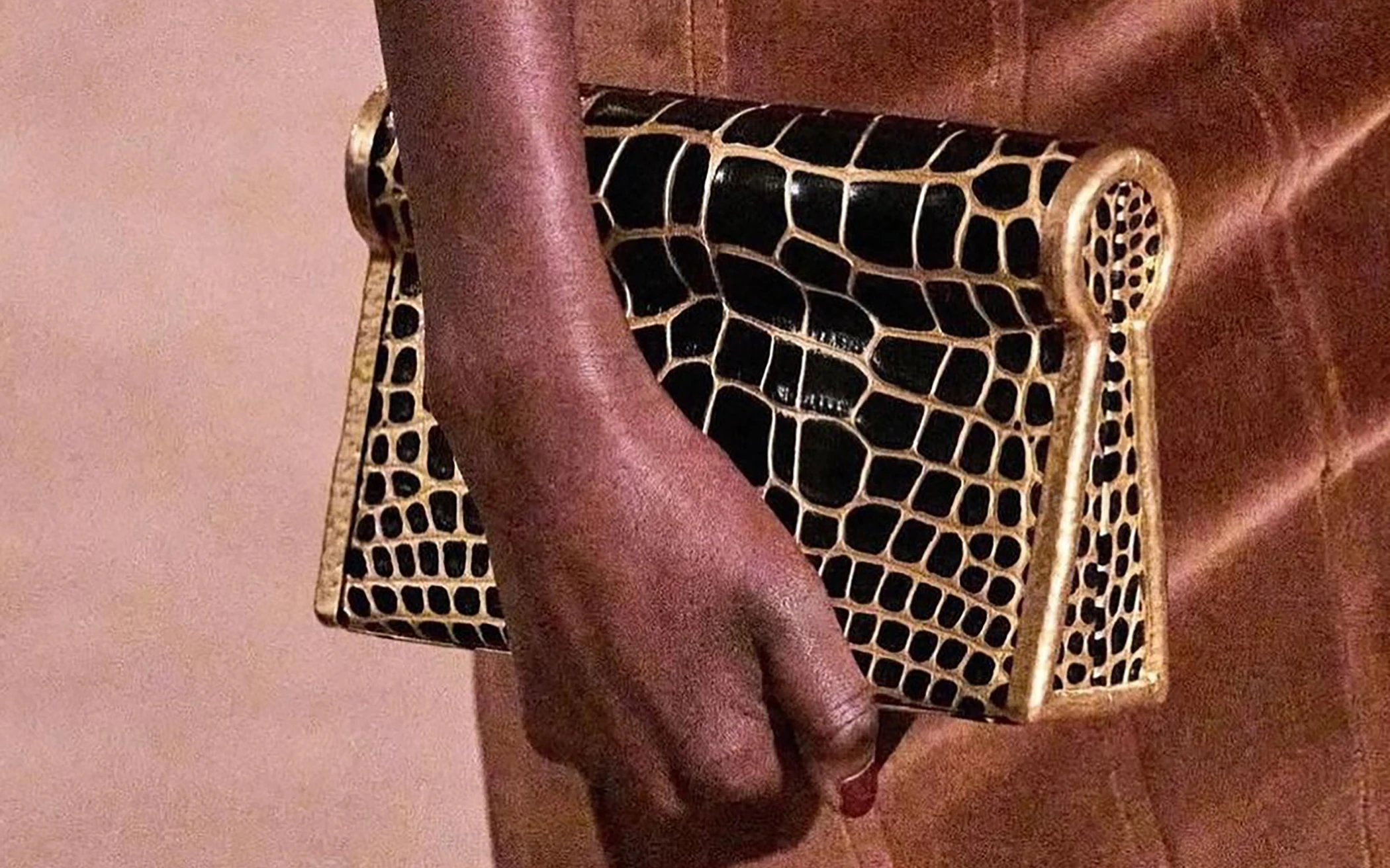 24K Gold on Alligator Leather for Schiaparelli Handbag